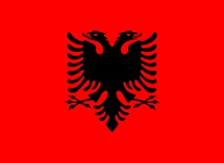[ai] The flag of Albania features a red background with a black double-headed eagle in the center.